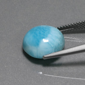 Larimar azul natural de 6,90 ct, corte redondo, opaco