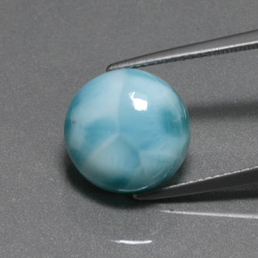 larimar Verde azul natural de 7.76 ct, Corte Redondo, Opaco