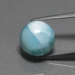 Larimar verde natural de 8,88 ct, corte redondo, opaco
