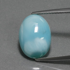 Larimar azul natural de 5,41 ct, corte óvalo, opaco