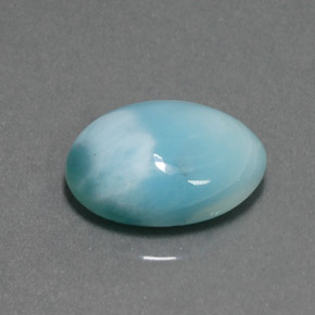 Larimar azul natural de 5,41 ct, corte óvalo, opaco