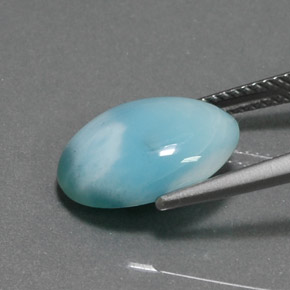 Larimar azul natural de 5,41 ct, corte óvalo, opaco