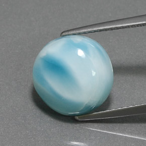 Larimar azul natural de 6,42 ct, corte redondo, opaco