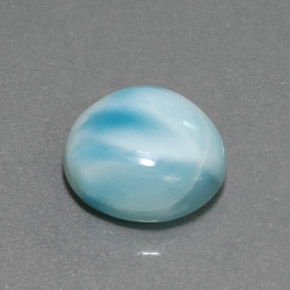 Larimar azul natural de 6,42 ct, corte redondo, opaco