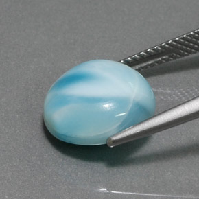 Larimar azul natural de 6,42 ct, corte redondo, opaco