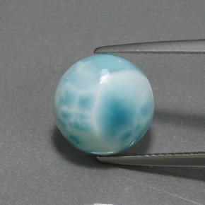 larimar Verde azul natural de 5.71 ct, Corte Redondo, Opaco