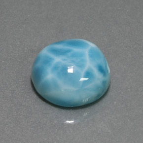 Larimar azul natural de 7,40 ct, corte redondo, opaco