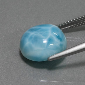Larimar azul natural de 7,40 ct, corte redondo, opaco