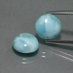 Gemas de larimar Azul verdoso natural de  ct, Corte Redondo, Opaco