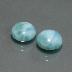 Gemas de larimar Azul verdoso natural de  ct, Corte Redondo, Opaco