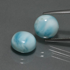 Gemas de larimar azul natural de  ct, corte redondo, opaco