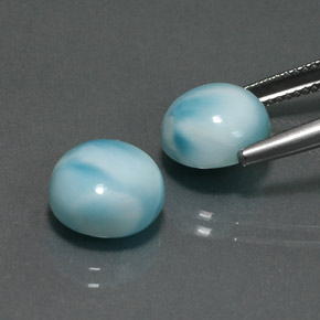 Gemas de larimar azul natural de  ct, corte redondo, opaco