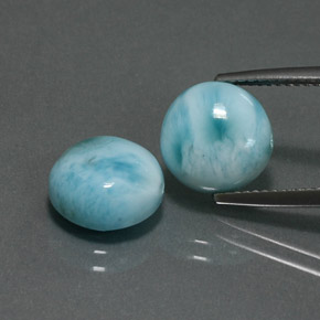 Gemas de larimar Azul verdoso natural de  ct, Corte Redondo, Opaco