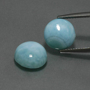 Gemas de larimar azul natural de  ct, corte redondo, opaco