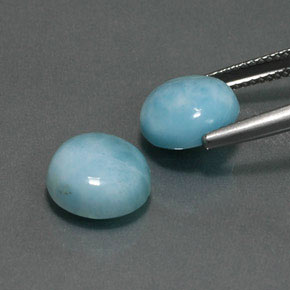 Gemas de larimar azul natural de  ct, corte redondo, opaco