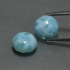 Gemas de larimar Azul natural de  ct, Corte Redondo, Opaco