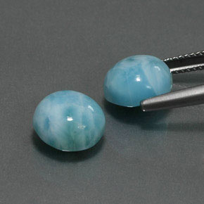 Gemas de larimar Azul natural de  ct, Corte Redondo, Opaco