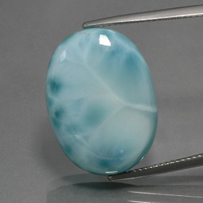 Larimar azul natural de 24,16 ct, corte óvalo, opaco