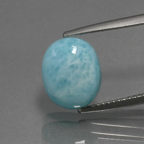 Larimar azul natural de 4,73 ct, corte óvalo, opaco