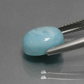 Larimar azul natural de 4,73 ct, corte óvalo, opaco