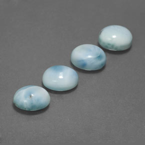 Gemas de larimar azul natural de  ct, corte óvalo, opaco