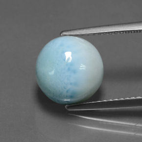 Larimar azul natural de 5,36 ct, corte redondo, opaco
