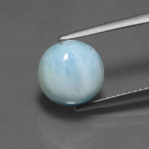 Larimar azul natural de 4,41 ct, corte redondo, opaco