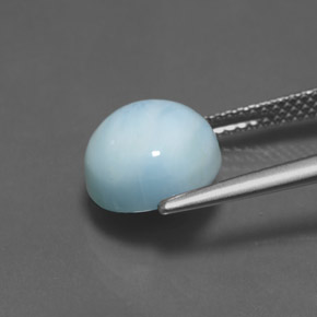 Larimar azul natural de 4,41 ct, corte redondo, opaco