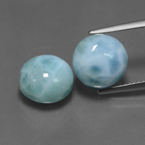 Gemas de larimar azul natural de  ct, corte redondo, opaco
