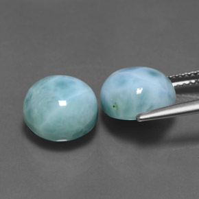 Gemas de larimar azul natural de  ct, corte redondo, opaco