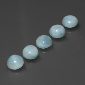 Gemas de larimar azul natural de  ct, corte redondo, opaco