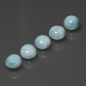 Gemas de larimar azul natural de  ct, corte redondo, opaco