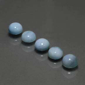 Gemas de larimar azul natural de  ct, corte redondo, opaco
