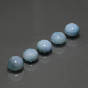 Gemas de larimar azul natural de  ct, corte redondo, opaco