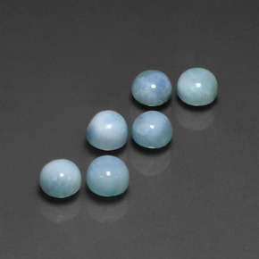 Gemas de larimar azul natural de  ct, corte redondo, opaco