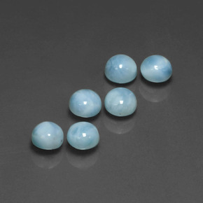 Gemas de larimar azul natural de  ct, corte redondo, opaco
