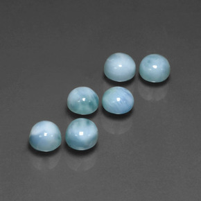 Gemas de larimar azul natural de  ct, corte redondo, opaco