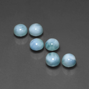 Gemas de larimar azul natural de  ct, corte redondo, opaco