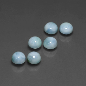 Gemas de larimar azul natural de  ct, corte redondo, opaco