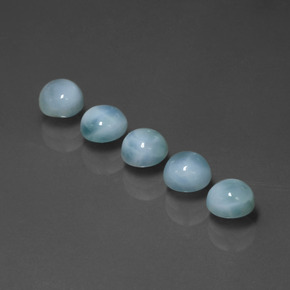 Gemas de larimar azul natural de  ct, corte redondo, opaco