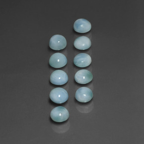 Gemas de larimar azul natural de  ct, corte redondo, opaco