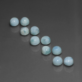 Gemas de larimar azul natural de  ct, corte redondo, opaco