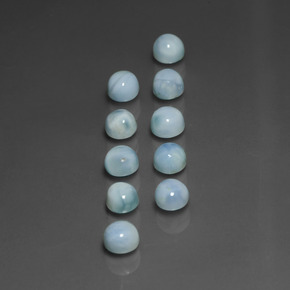 Gemas de larimar azul natural de  ct, corte redondo, opaco