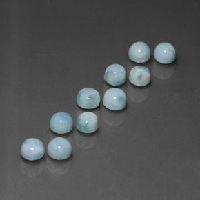 Gemas de larimar azul natural de  ct, corte redondo, opaco