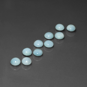 Gemas de larimar azul natural de  ct, corte redondo, opaco