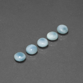 Gemas de larimar azul natural de  ct, corte redondo, opaco