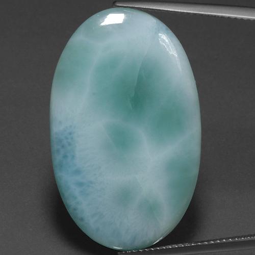 Larimar azul natural de 21,67 ct, corte óvalo, opaco
