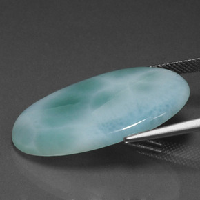 Larimar azul natural de 21,67 ct, corte óvalo, opaco