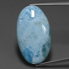 Larimar azul natural de 17,93 ct, corte óvalo, opaco