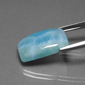 Larimar verde natural de 11,61 ct, corte cojín, opaco